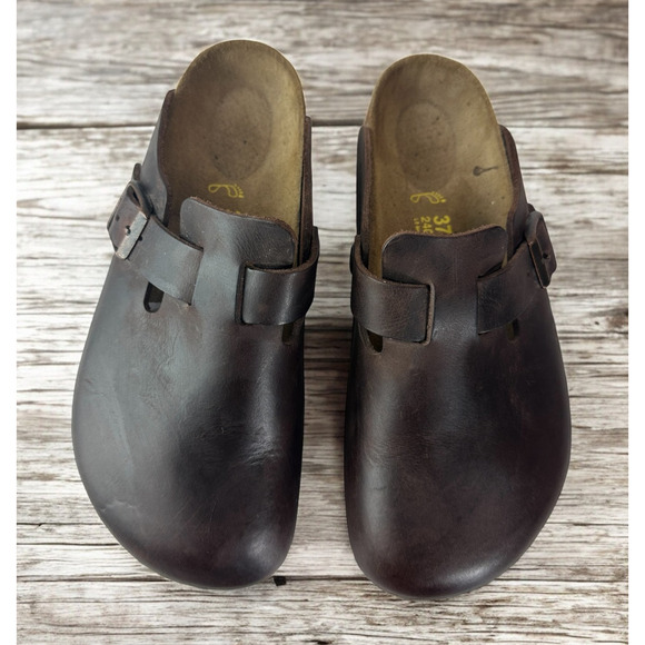 Birkenstock Shoes - Birkenstock Boston Oiled Waxy Leather Buckle Clogs Slip On Sandal Shoes L6 M4